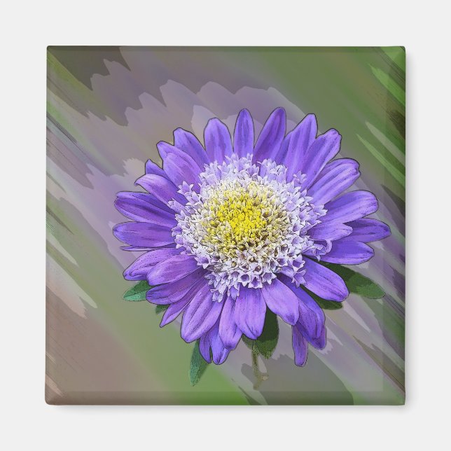 blue violet flower magnet (Front)