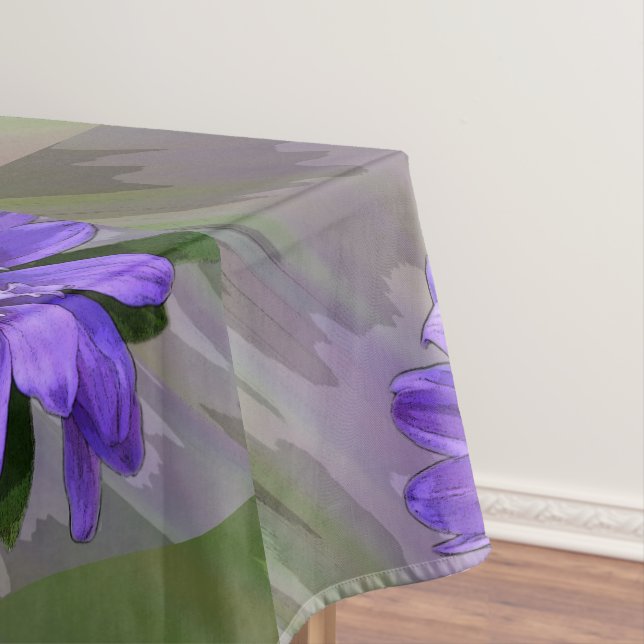 blue violet flower tablecloth (In Situ)