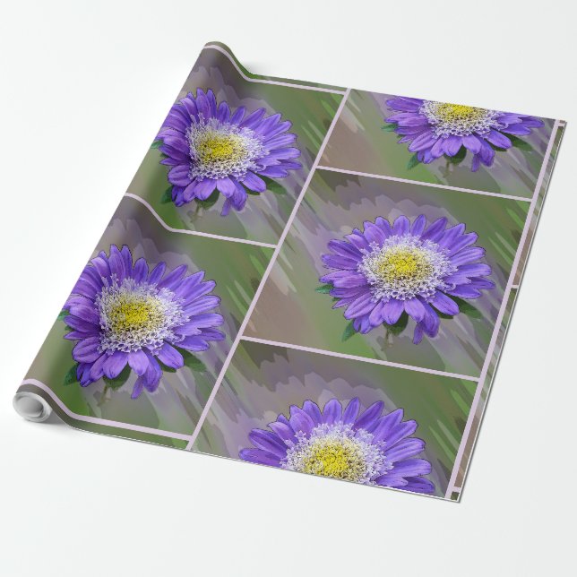 blue violet flower wrapping paper (Unrolled)