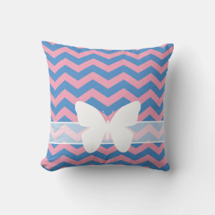 Blue Violet Frosted Orchid Chevrons with Butterfly Throw Pillow