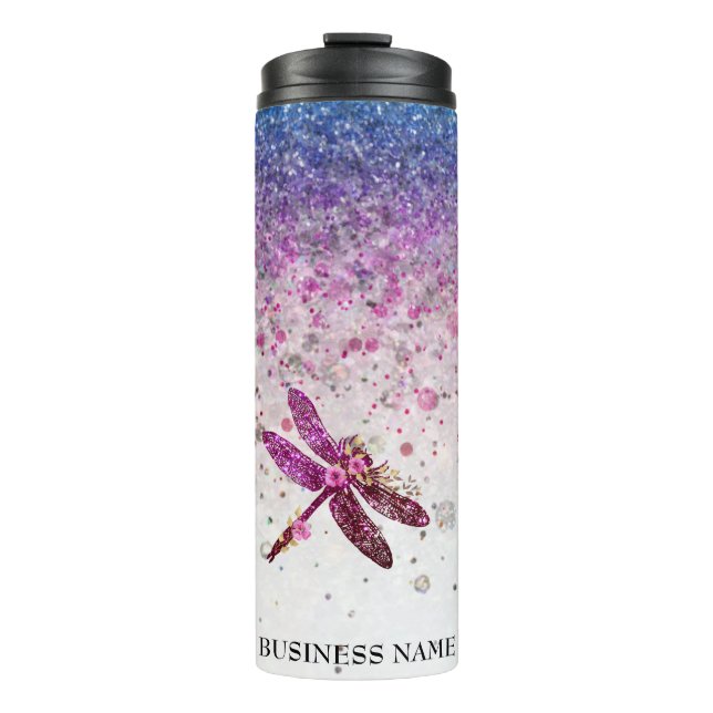 *~* Blue Violet Glitter Dragon Fly Girly  Thermal Tumbler (Front)