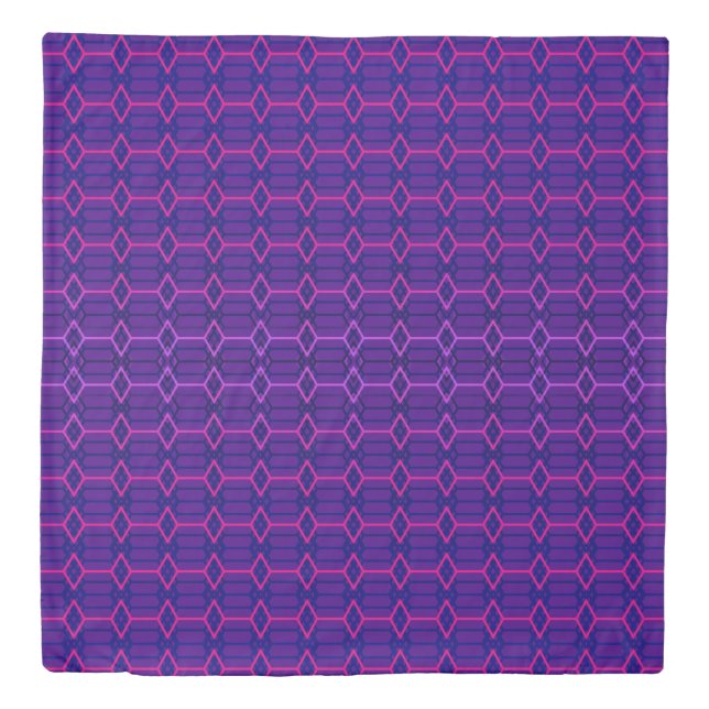 Blue Violet Indigo and Purple Geometric Pattern Duvet Cover (Front)