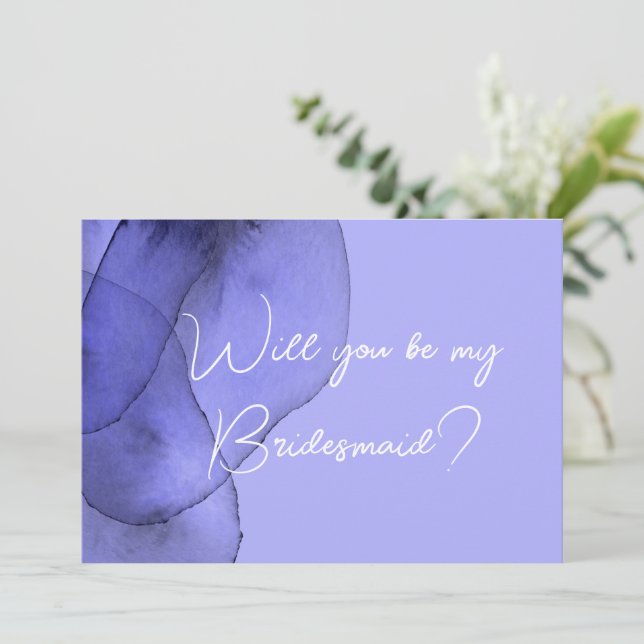 Blue violet lavender be my bridesmaid proposal invitation (Standing Front)