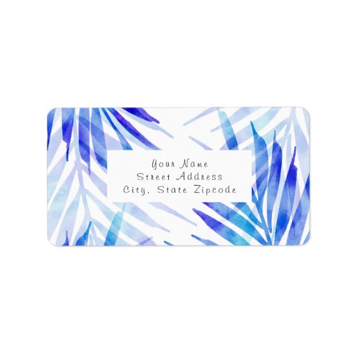 Blue Violet Palm Fronds Label