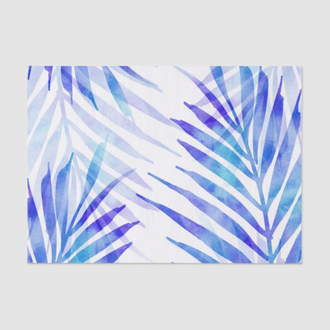 Blue Violet Palm Fronds Tissue Paper (Front)
