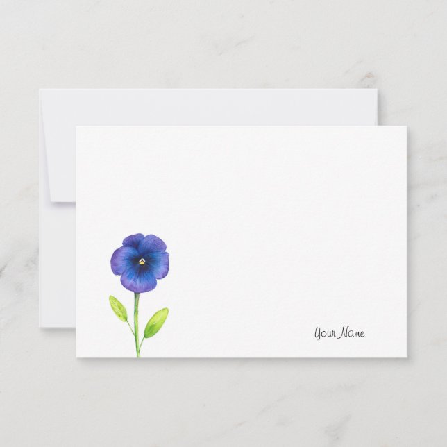 Blue Violet Pansy Note Card (Front)