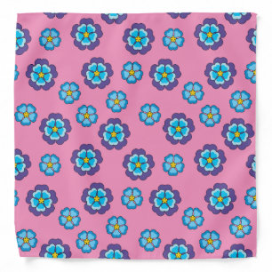 Blue Violet Pink Floral Pattern Bandana