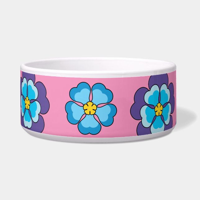 Blue Violet Pink Floral Pattern Bowl (Front)