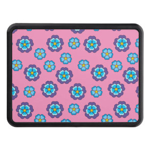 Blue Violet Pink Floral Pattern Hitch Cover
