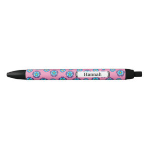 Blue Violet Pink Floral Pattern   Personalize Pen