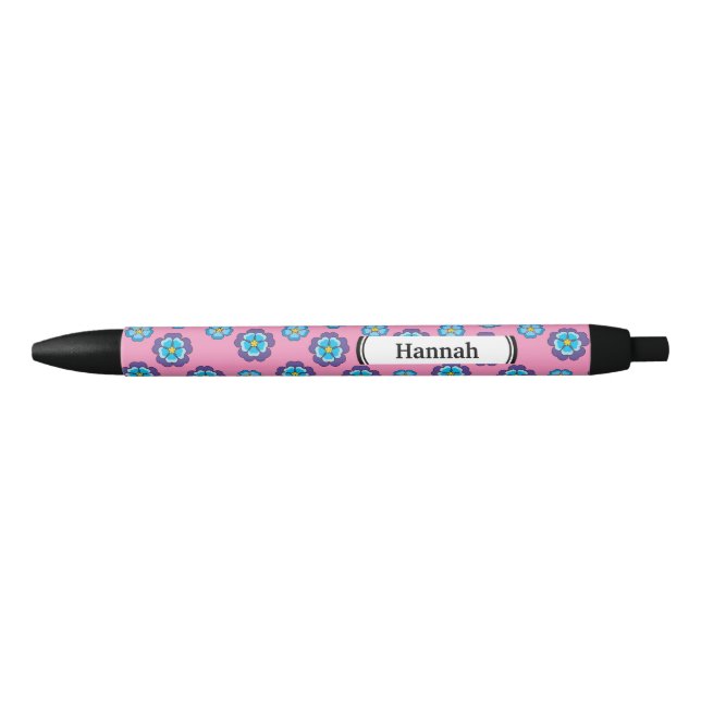 Blue Violet Pink Floral Pattern | Personalize Pen (Front)
