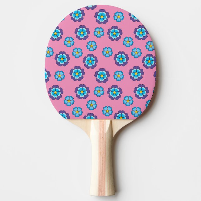 Blue Violet Pink Floral Pattern Ping Pong Paddle (Front)