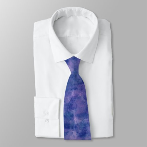 Blue Violet Pink Watercolor Abstraction   Neck Tie