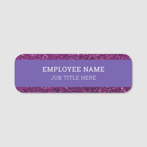 Blue Violet  Purple Glitter Add Employee Title Name Tag