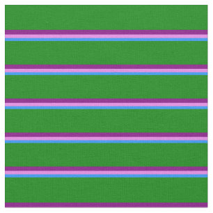 Blue, Violet, Purple & Green Stripes Fabric
