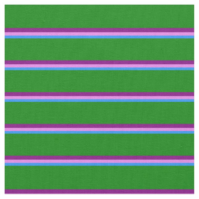 Blue, Violet, Purple & Green Stripes Fabric (Close Up)