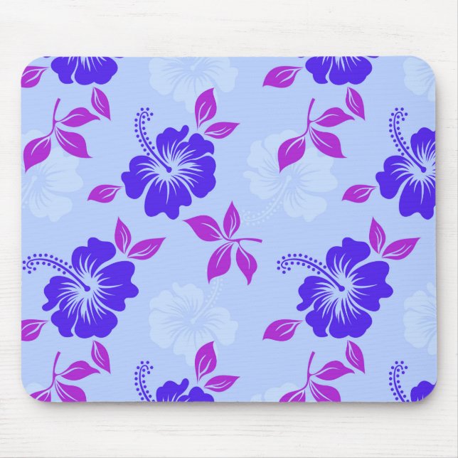 Blue Violet Purple Hibiscus Flower Mouse Pad (Front)