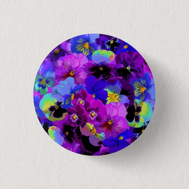 Blue Violet Purple Pansy Spring Flower   Button (Front)