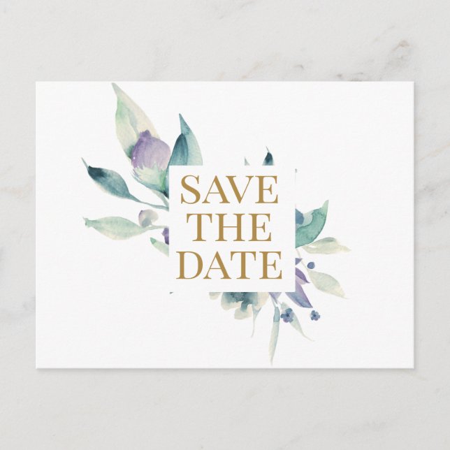 Blue Violet Rose Watercolor Pattern Custom Announcement Postcard (Front)