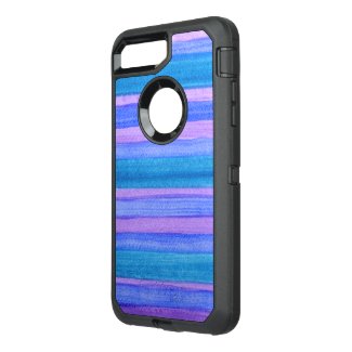Blue, Violet, Teal Painted Stripes OtterBox Defender iPhone 7 Plus Case