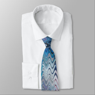 Blue Violet Teal White Marbling Abstraction Neck Tie