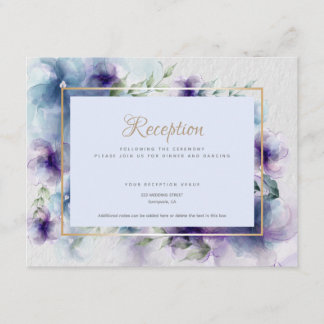 Blue-Violet Translucent Watercolor Flowers Enclosure Card