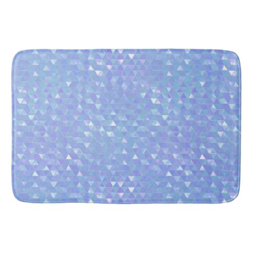 Blue Violet Trendy Triangles Geometric Bath Mat