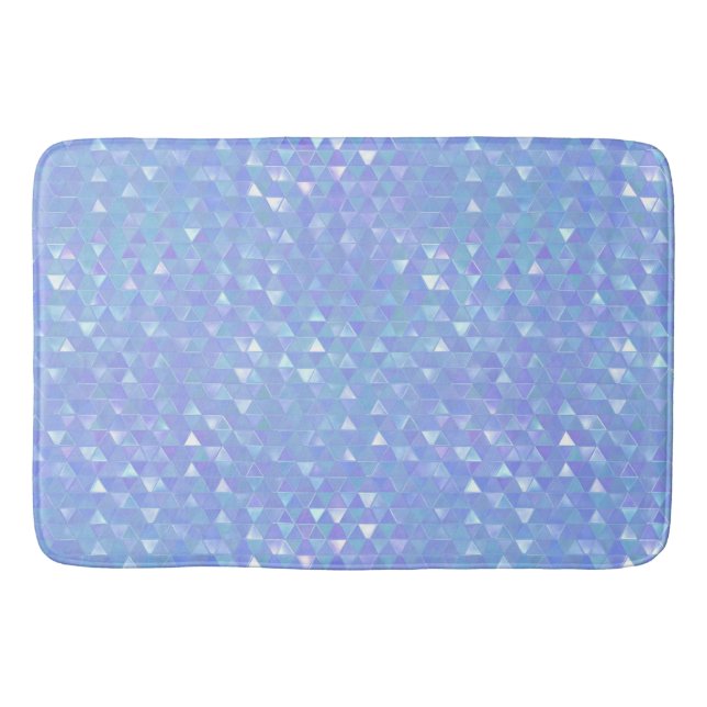 Blue Violet Trendy Triangles Geometric Bath Mat (Front)
