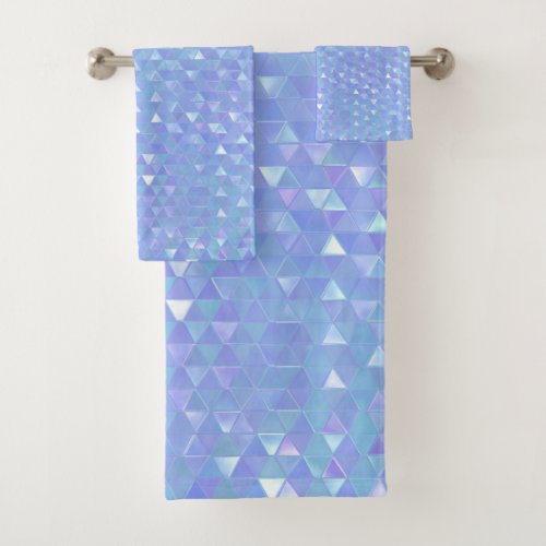 Blue Violet Trendy Triangles Geometric Bath Towel Set