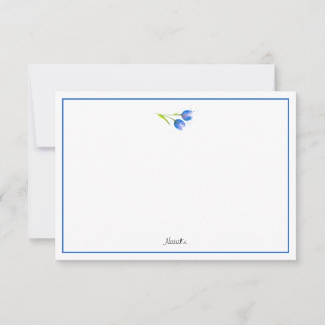 Blue Violet Tulips Note Card (Front)