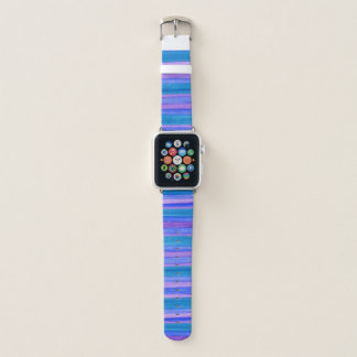 Blue, Violet, Turquoise Painted Stripes Apple Watch Band