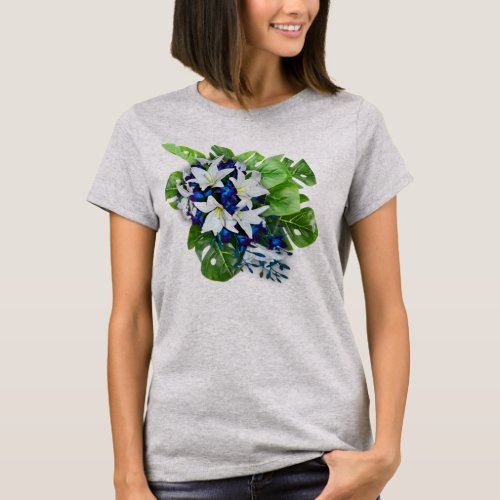 Blueviolet  White Silk flower Bridesmaid gift T_Shirt