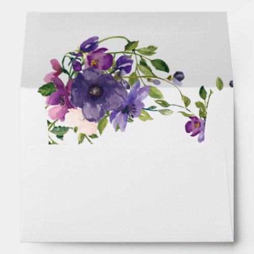 Blue Violet Wild Roses Wedding Envelope
