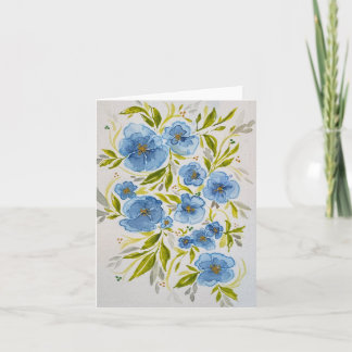 Blue violets green leaves - blank folded - all occ card