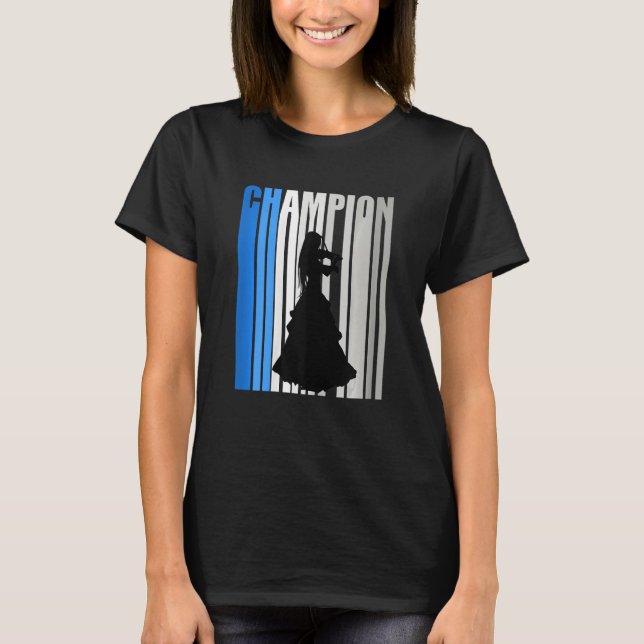 Blue Violin Champion Girl Coach Violinist Player C T-Shirt (Front)