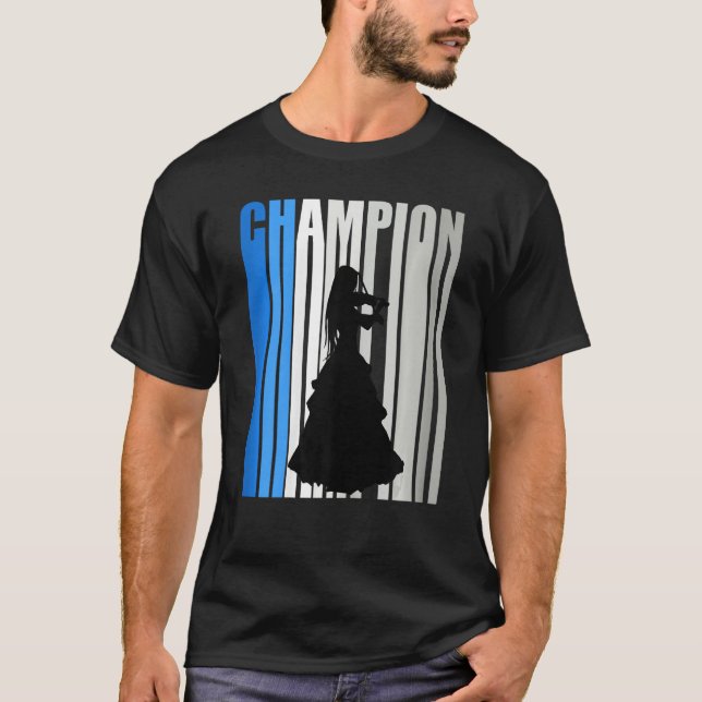 Blue Violin Champion Girl Coach Violinist Player C T-Shirt (Front)