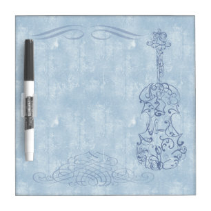 Blue Violin Line Drawing Dry Erase Board