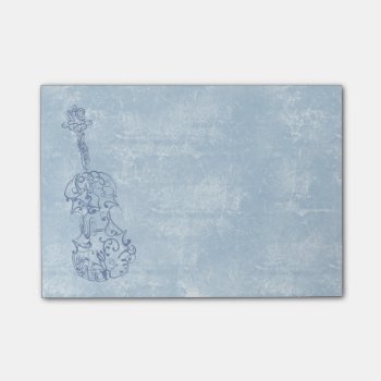 Blue Violin Line Drawing On Textured Effect Post-it Notes by missprinteditions at Zazzle