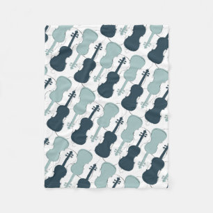 Blue Violin Pattern Fleece Blanket