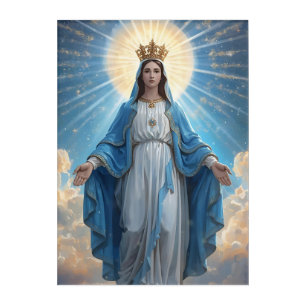 Blue VIrgin Mary Heavenly Acrylic Print