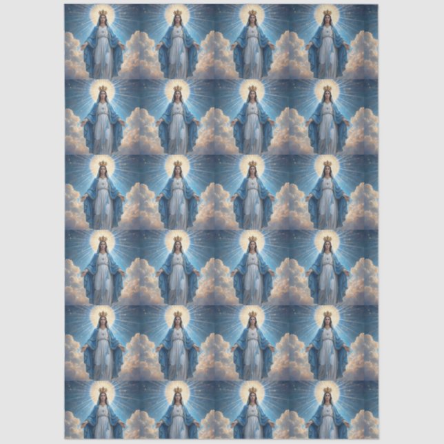 Blue VIrgin Mary Heavenly  Tissue Paper (Front)