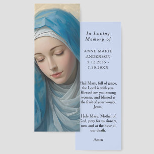 Blue VIrgin Mary Memorial Bookmarks