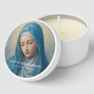 Blue VIrgin Mary Memorial Mini Candle Favors
