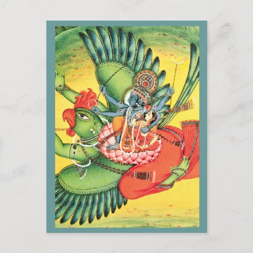 Blue Vishnu Hindu God Art Card