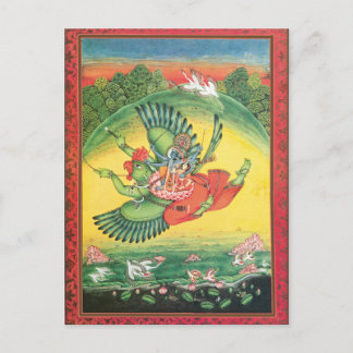 Blue Vishnu on Garuda Hindu God Art Card