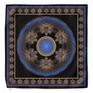 Blue visual fractal framed pattern bandana