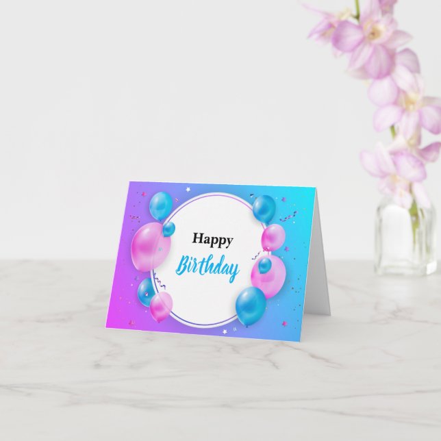Blue Vivid Happy Birthday Greeting Card (Orchid)