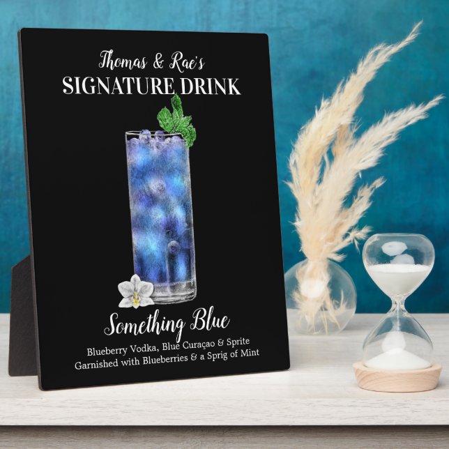Blue Vodka Drink • PERSONALIZED Signature Drink Plaque (Side)