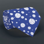 Blue Volleyball Chevron Patterned Neck Tie<br><div class="desc">Sport your team colors with this pattern featuring a scattering of volleyballs and dots over a chevron background. Perfect for a volleyball player, coach, team member or fan. Available in red, orange, yellow, purple, green, blue, gray, forest green, navy, maroon, gold and powder blue. Matching products available.</div>