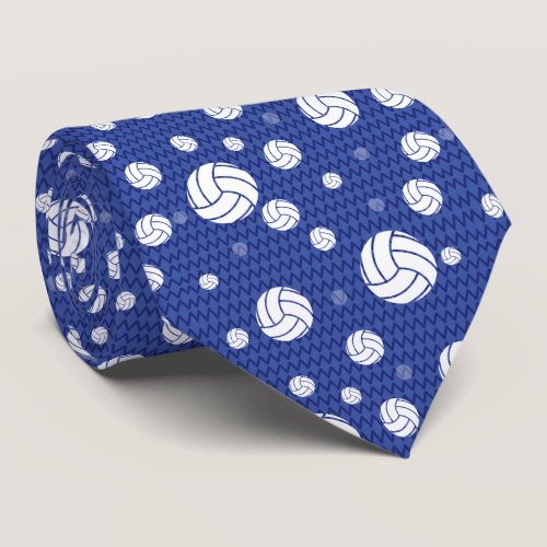 Blue Volleyball Chevron Patterned Neck Tie
